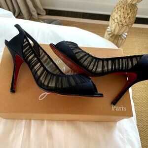 Christian Louboutin Mouchalina Crepe Satin Heels - Size 38